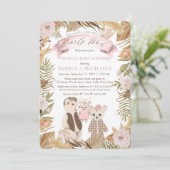 Invitation Bearly Wait Boho Bear Famille Baby shower virtuel (Debout devant)