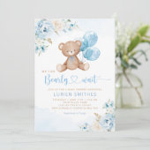 Invitation Bearly Wait Boho Teddy Bear Boy Baby shower (Debout devant)