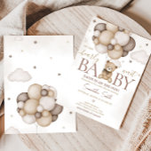 Invitation Bearly Wait Brown Baby shower à ballon