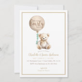 Invitation Bearly Wait Brown Teddy Bear Baby shower Invitatio (Devant)