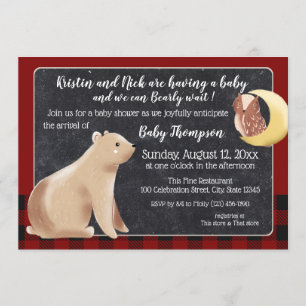 Invitation Bearly Wait Buffalo Plaid Baby shower