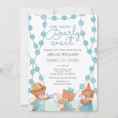 Invitation Bearly Wait Cute Aquarelle Teddy Bear Baby shower (Devant)