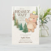 Invitation Bearly Wait Cute Baby shower de l'ours des bois (Debout devant)