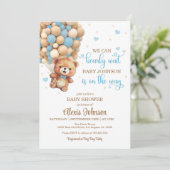 Invitation Bearly Wait Hot Air Balloon Baby shower (Garçon) (Debout devant)