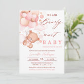 Invitation Bearly Wait Hot Air Balloon Baby shower rose (Debout devant)