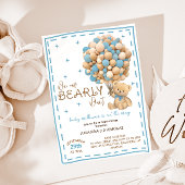 Invitation Bearly Wait Modern Blue Boy Baby shower