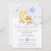 Invitation Bearly Wait Moon & Star Teddy Bear Boy Baby shower (Devant)