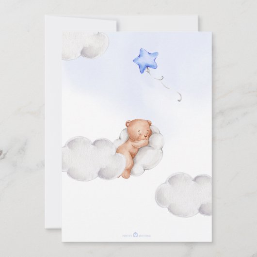 Invitation Bearly Wait Moon & Star Teddy Bear Boy Baby shower (Dos)
