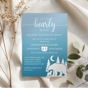 Invitation Bearly Wait Night Forest Baby shower