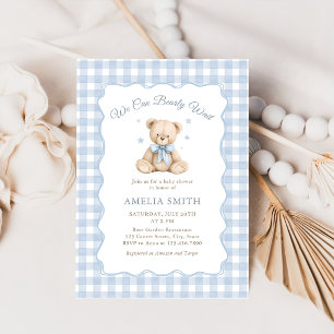 Invitation Bearly Wait Ours en peluche bleu Baby Shower