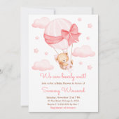 Invitation Bearly Wait Pink Balloon Girl Baby shower (Devant)