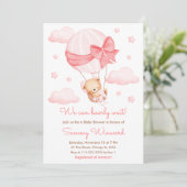 Invitation Bearly Wait Pink Balloon Girl Baby shower (Debout devant)