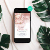 Invitation Bearly Wait Pink Pastel Teddy Bear Baby shower