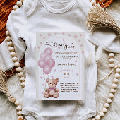 Invitation Bearly Wait Pink Rustic Balloons Baby Girl Douche