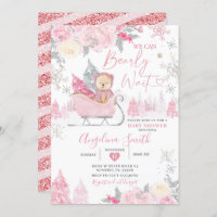 Bearly Wait Pink Snowflake Baby shower Floral
