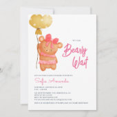 Invitation Bearly Wait Pink Teddy Bear Baby shower (Devant)