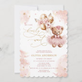 Invitation Bearly Wait Pink Teddy Bear Girl Baby Shower (Devant)
