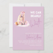 Invitation Bearly Wait Polaire Ours rose Baby shower d'hiver (Devant)