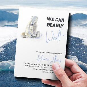 Invitation Bearly Wait Polar Ours Bleu Garçon Baby shower d'h