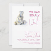 Invitation Bearly Wait Polar Ours rose Fille Baby shower (Devant)