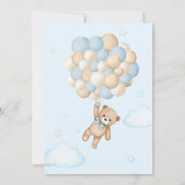 Invitation Bearly Wait Teddy Bear Balloon Baby shower garçon (Dos)