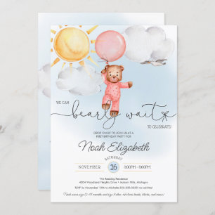 Invitation Bearly Wait Teddy Bear Balloon rose Premier annive
