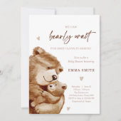 Invitation Bearly Wait Teddy Bear Boho Neutral Baby Shower (Devant)