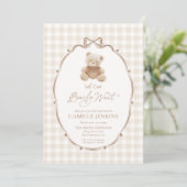 Invitation Bearly Wait Teddy Bear En vichy Baby shower Invita (Debout devant)