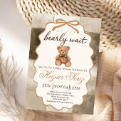 Invitation Bearly Wait Teddy Bear Fête de Naissance Neutre