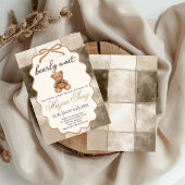 Invitation Bearly Wait Teddy Bear Fête de Naissance Neutre