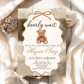 Invitation Bearly Wait Teddy Bear Fête de Naissance Neutre