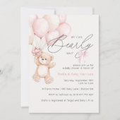 Invitation Bearly Wait Teddy Oear Girl Baby shower (Devant)