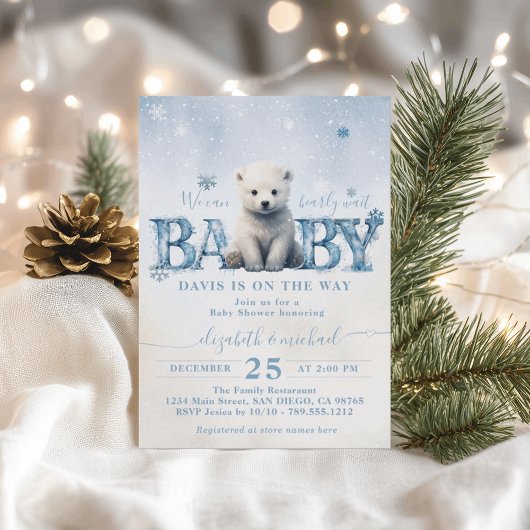 Invitation Bearly Wait Winter Baby shower moderne