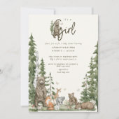 Invitation Bearly Wait Woodland Animaux Fille Baby shower (Devant)
