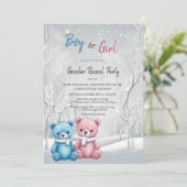 Invitation Bears d'hiver mignonne Fête de révélation de genre (Debout devant)
