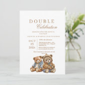 Invitation Bears mignet Baby shower double (Debout devant)