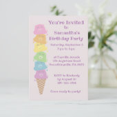 Invitation Bears mignonne Crème glacée Cone Filles Anniversai (Debout devant)