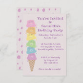 Invitation Bears mignonne Crème glacée Cone Filles Anniversai (Devant / Derrière)