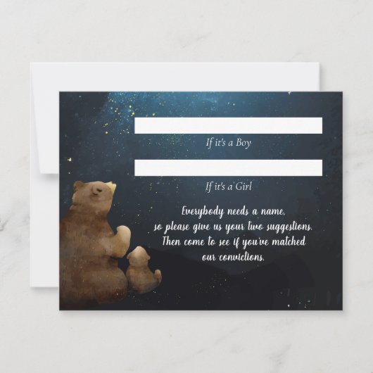 Invitation Bears Name Suggestions Baby shower Jeu (Devant)