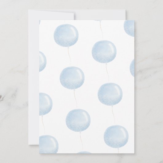 Invitation Béary 1er anniversaire Ours Bleu Ballons Invitatio (Dos)