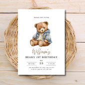 Invitation Beary 1st Birthday Teddy Bear Boy Birthday Party