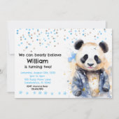 Invitation Beary Awesome Boys Aquarelle Panda Anniversaire (Dos)