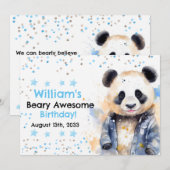 Invitation Beary Awesome Boys Aquarelle Panda Anniversaire (Devant / Derrière)