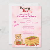 Invitation Béary Berry Sweet Pink Cub's Strawberries Annivers (Devant)