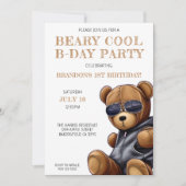 Invitation Beary Cool Teddy Bear Boy 1er anniversaire (Devant)