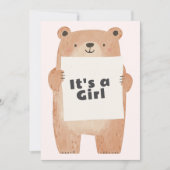 Invitation Beary Cute C'est un ours Baby shower fille (Devant)
