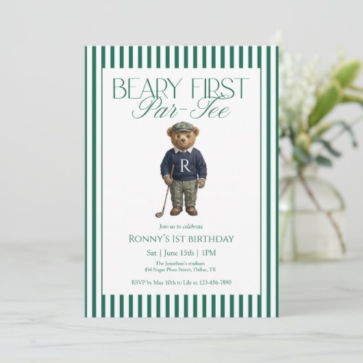 Invitation Beary First Par-Tee Golf 1er Anniversaire (Debout devant)