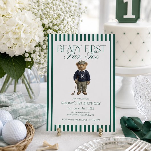 Invitation Beary First Par-Tee Golf 1er Anniversaire