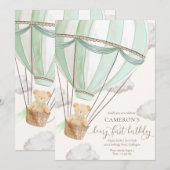 Invitation Beary First Teddy Bear Hot Air Balloon Anniversair (Devant / Derrière)
