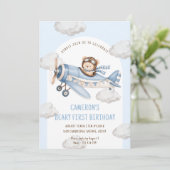 Invitation Beary First Teddy Bear Plane Anniversaire (Debout devant)